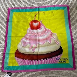Moschino colorful cupcake silk scarf